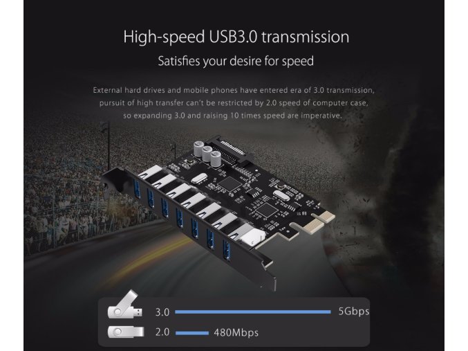 Orico 7port USB 3.0 PCI Express card PCI USB 3.0 HUB with 15 pin sata power connector
