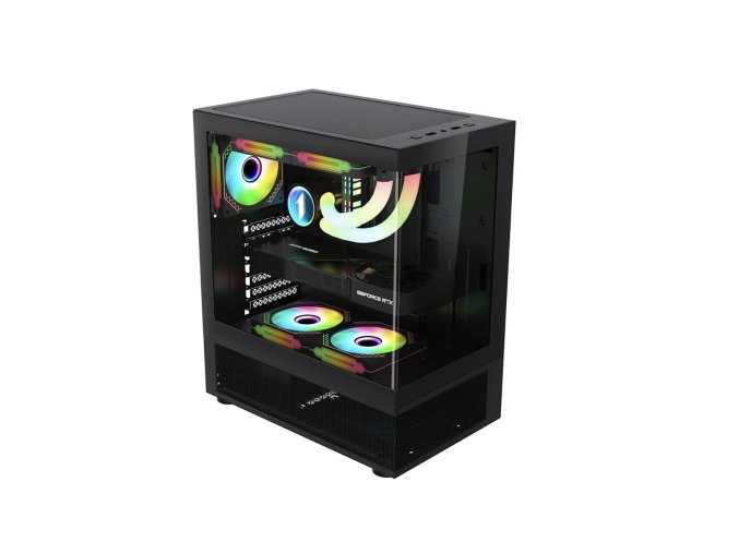 1stPLAYER Gaming MI7-A, RGB, Middle-Tower, ATX/M-ATX, tápegység nélkül, fekete szín
