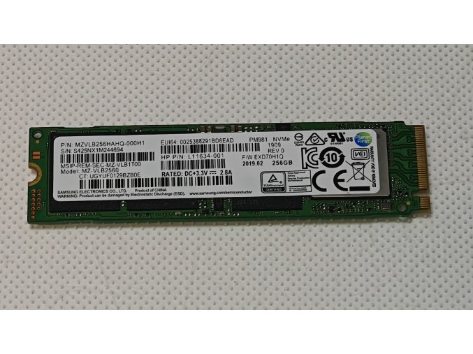 Samsung 256GB NVMe SSD PCIe 3.0