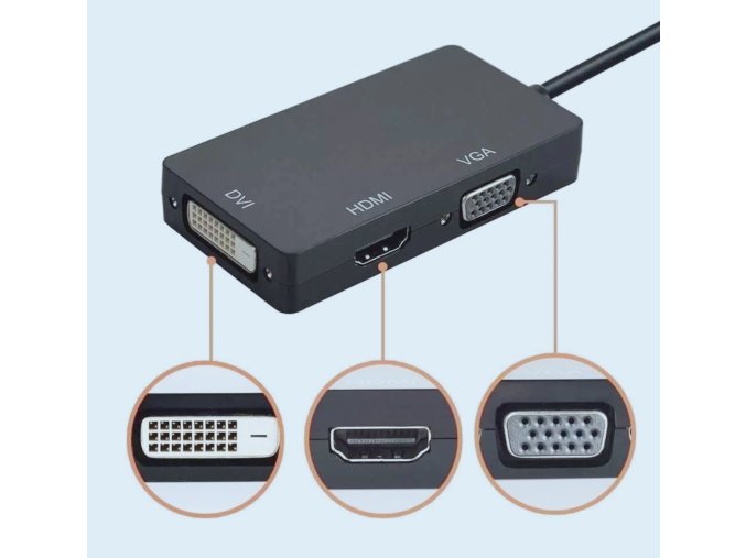 DISPLAYPORT 3IN1 ÁTALAKÍTÓ - DP-HDMI + DVI + VGA, 0,2 M