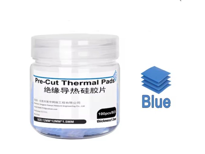 100 db Thermal Pads, Szilikon(Kék), Magas hőátvezető képesség, Elővágott