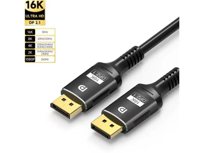 FDBRO DisplayPort 2.1 DisplayPort kábel - 3 méter 16K/8K/4K HDR, 32Gbps, 16K@30Hz