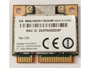 0V0R6W, RTL8188CE használt 802.11b/g/n mini PCI-E Wifi kártya