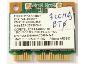 Atheros AR5B97 802.11b/g/n mini PCI-E wifi kártya