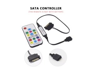SATA RGB LED Controller 5V DC 3Pin RF 17 Keys Wireless Remote Large 4Pin Addressable Strip Light Controller for PC Computer Case