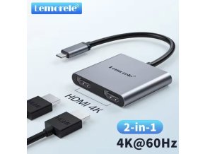 Lemorele Type C to Dual HDMI 2.0 Adapter – 4K 60Hz, Plug and Play