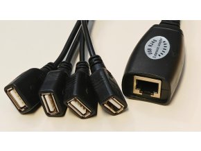 RJ45 to 4 USB Extension Adapter – CAT-5e, 4xUSB Átalakító