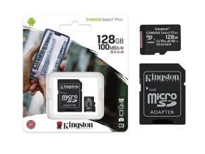 Memóriakártya 1TECH Kingston Canvas Select Plus, MicroSDXC 128GB, Class 10 UHS-I, fekete