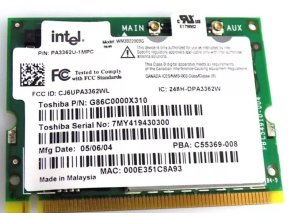 Intel Toshiba PA3362U-1MPC G86C0000X310 Mini-PCI Wifi WLAN vezeték nélküli LAN kártya