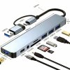 8 az 1-ben USB + Type-C HUB dokkoló állomás — 3,5 mm audió jack, Micro SD/SD kártyaolvasó, USB 3.0/2.0 portok (double head)