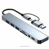 8 az 1-ben USB + Type-C HUB dokkoló állomás — 3,5 mm audió jack, Micro SD/SD kártyaolvasó, USB 3.0/2.0 portok (double head)