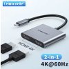 Lemorele Type C to Dual HDMI 2.0 Adapter – 4K 60Hz, Plug and Play