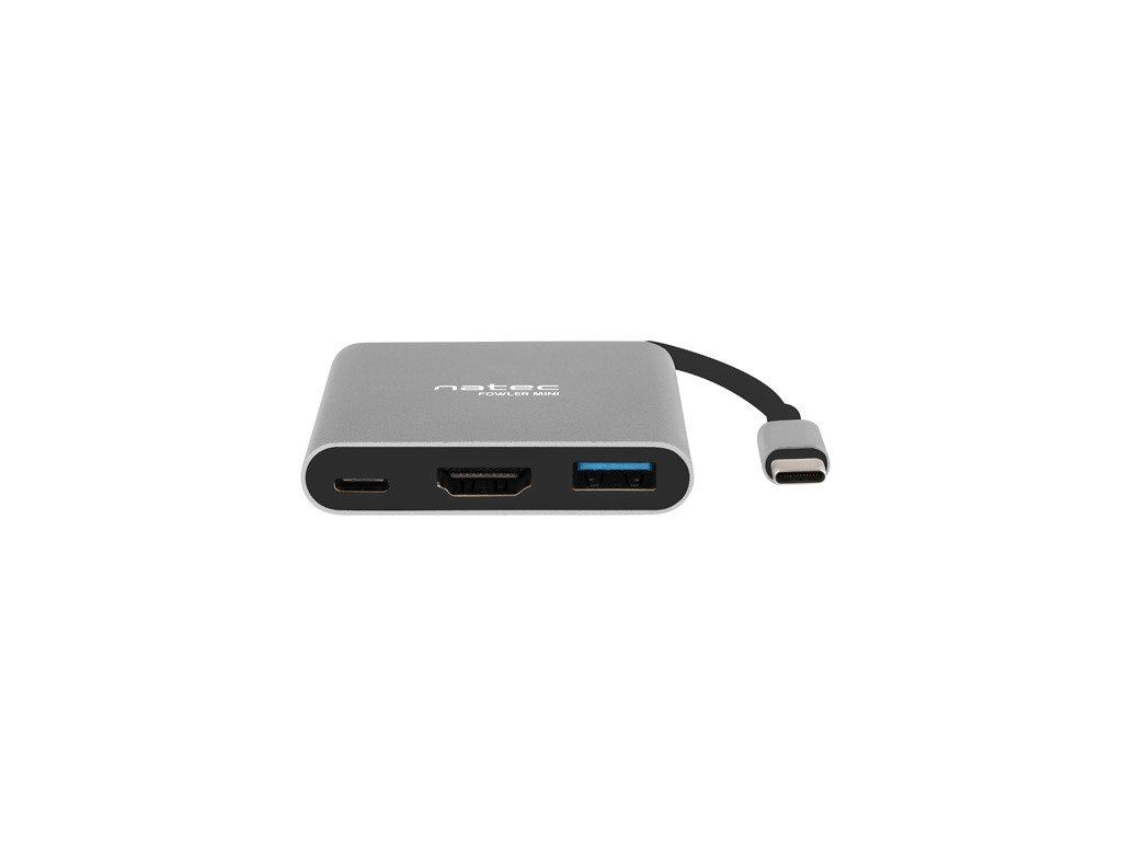 Natec multiport adaptér Fowler MINI USB-C PD, USB 3.0, HDMI 4K