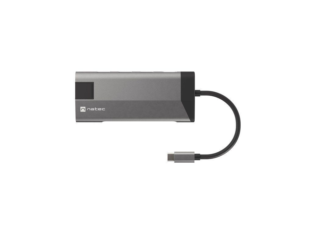 Natec multiport adaptér FOWLER PLUS HUB 8v1, USB 3.0 3X, HDMI 4K, USB-C PD, RJ45, SD, MICRO