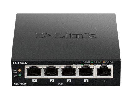 D-Link DGS-1005P 5x 10/100/1000 PoE+ Switch