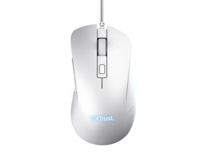 Trust GXT924W YBAR+/Herná/Optická/Pre pravákov/25 600 DPI/Drôtová USB/Biela