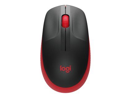 Logitech M190/Kancelárska/Optická/1 000 DPI/Bezdrôtová USB/Čierna-červená