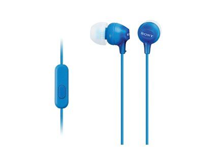 SONY slúchadlá MDR-EX15AP, handsfree, modré