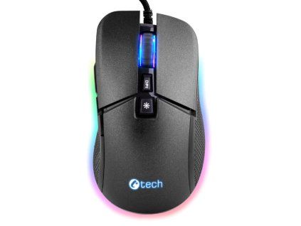 C-TECH Dawn/Herná/Optická/Pre pravákov/6 400 DPI/Drôtová USB/Čierna