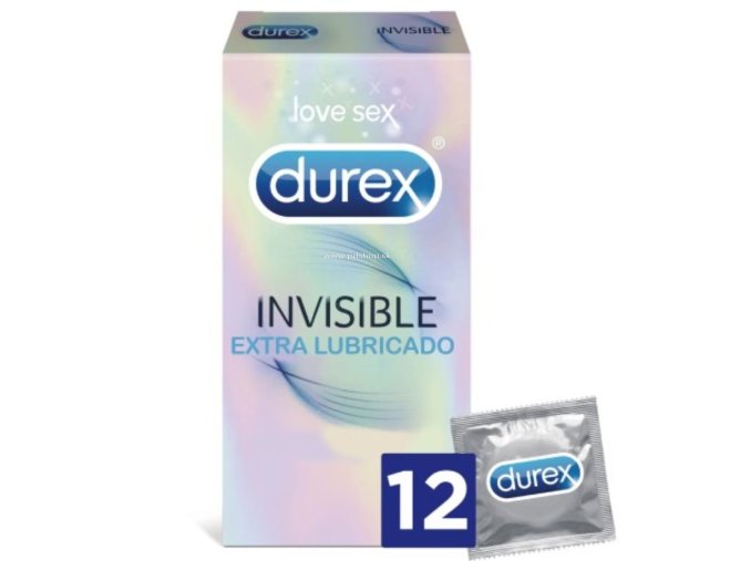 DUREX INVISIBLE EXTRA LUBRICATED 12 UDS  - + + Darček kondóm alebo lubrikačný gél