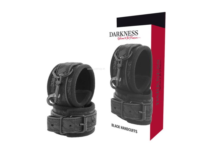 DARKNESS - LUXE BLACK BDSM HANDCUFFS  - + + Darček kondóm alebo lubrikačný gél
