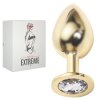 rosebud gold buttplug with red crystal big