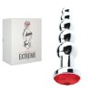 5 ball silver buttplug with red crystal