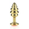 grooved rosebud gold buttplug red crystal small (1)