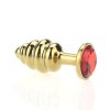 grooved rosebud gold buttplug red crystal small (4)