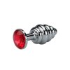 grooved rosebud gold buttplug red crystal small (2)