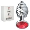 grooved rosebud gold buttplug red crystal small (1)