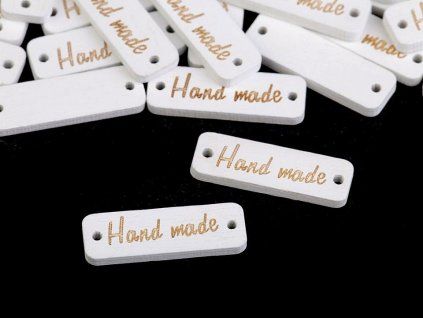 Drevená ceduľka/ozdoba Handmade 10x30 mm (Farba Biela)