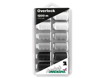 Sada overlockových nití Madeira Aerolock 125 12x1200 m Black&White