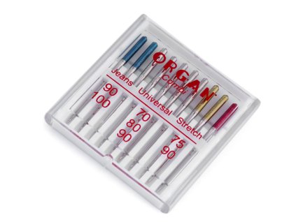 Strojové ihly Organ nadružené Jeans 90;100, Universal 70;80;90, Stretch 75;90