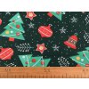 Vianočná bavlnená látka/plátno stromčeky