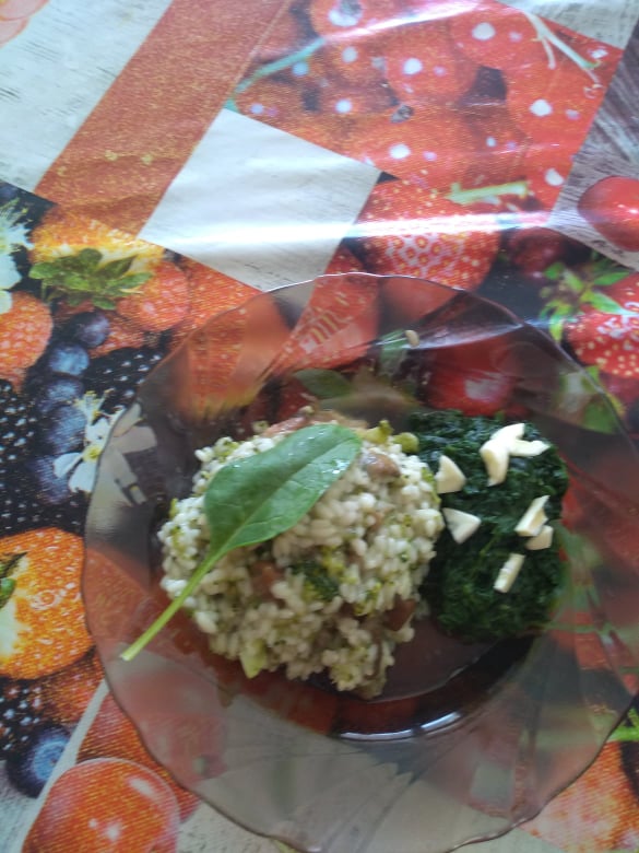 Krémové rizoto s brokolicou a hubami