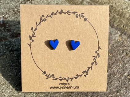 Náušnice Srdíčka tmavě modrá