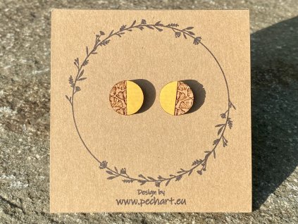 Náušnice Kulaté vzor ginkgo