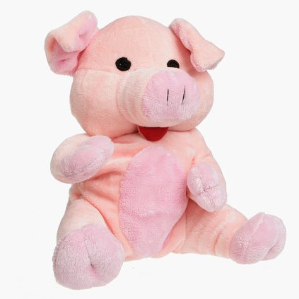 Plyšové nahřívací prasátko do mikrovlnky obsahuje vnitřní polštářek s třešňovými peckami.