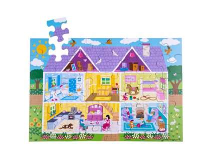 Bigjigs Toys Podlahové puzzle Domeček 48 dílků