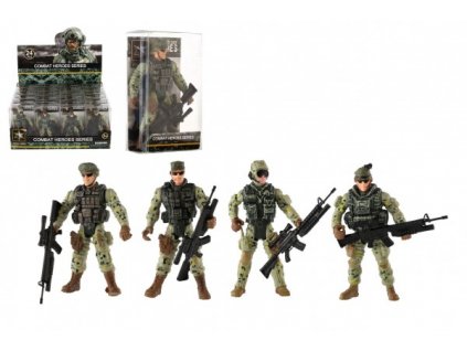 Voják figurka se zbraní plast 10cm mix druhů v plastové krabičce 6x11x3cm