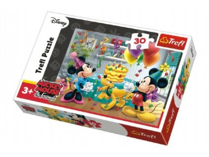 Puzzle Mickey a Minnie slaví narozeniny Disney 27x20cm 30 dílků v krabičce 21x14x4cm