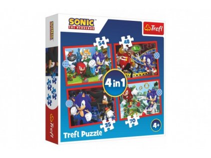 Puzzle 4v1 Sonic/Sonic The Hedgehog 28,5x20,5cm v krabici 28x28x6cm