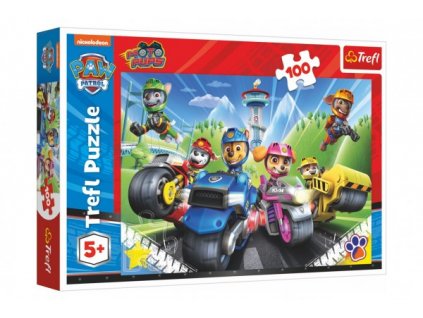 Puzzle Tlapková patrola na motorkách/Paw patrol 100 dílků 41x27,5cm v krabici 29x19x4cm