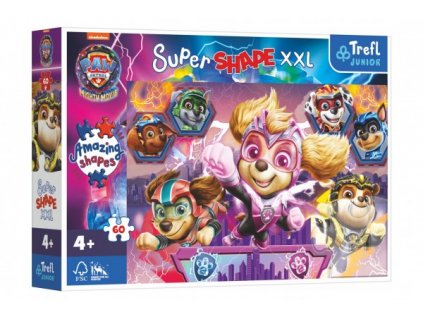 Puzzle Šťastní psi 60 XXL Super Shape Tlapková patrola/Paw Patrol 60x40cm v krabici 33x23x6cm