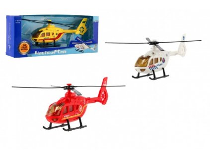 Vrtulník/Helikoptéra záchranných složek kov/plast 18cm  v krabičce 26x10x5cm