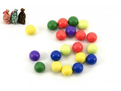 Kuličky cvrnkací nerozbitné barevné 20ks 1,5 cm  látkového pytlíčku