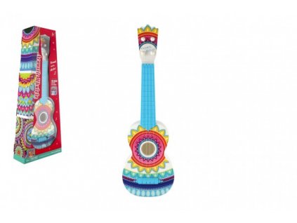 Kytara/ukulele plast 55cm s trsátkem barevná v krabici 24x59x8cm