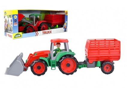 Auto Truxx traktor nakladač s přívěsem na seno s figurkou v krabici 53x19x16cm 24m+