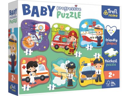 TREFL Baby puzzle Povolání a vozidla 6v1 (2-6 dílků)